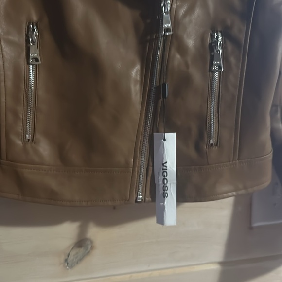 NWT VIGOSS Kamrynn Moto Jacket Brown med - Picture 5 of 5